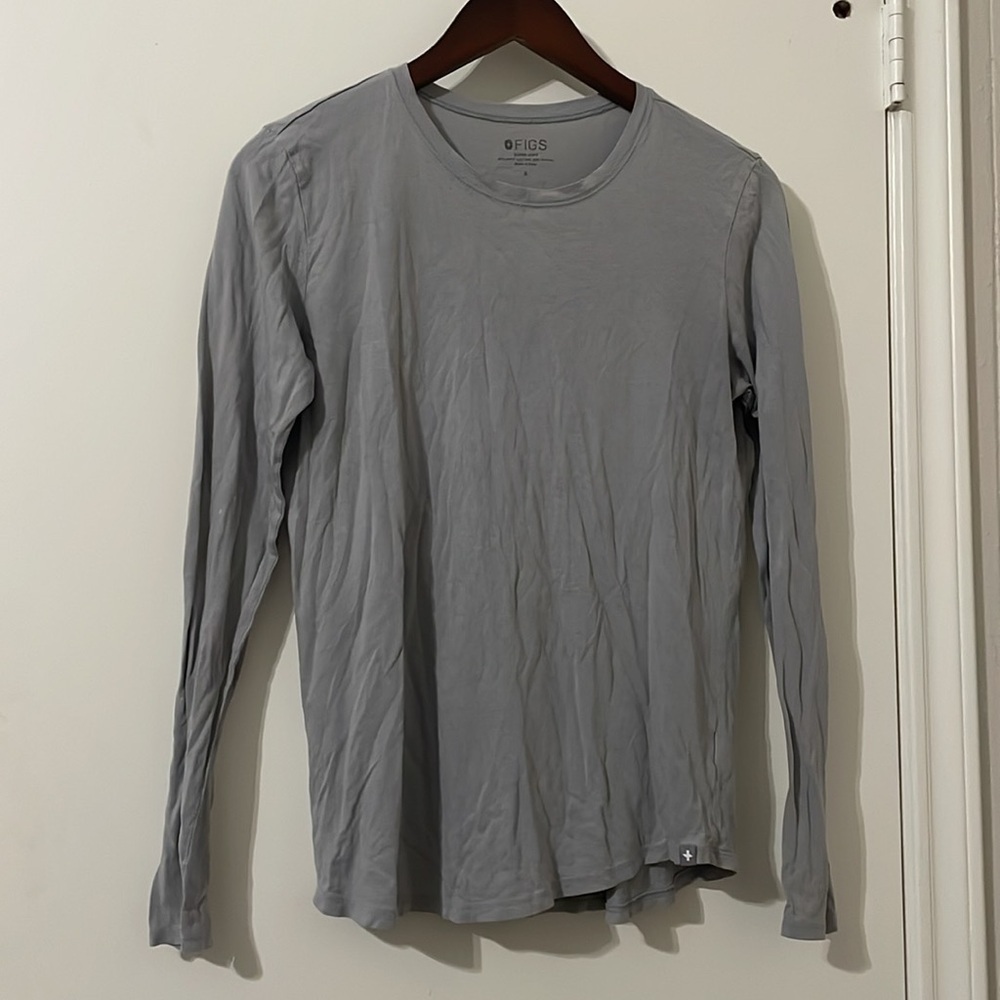 Figs Light Gray Long Sleeve Men's Tee Size S
